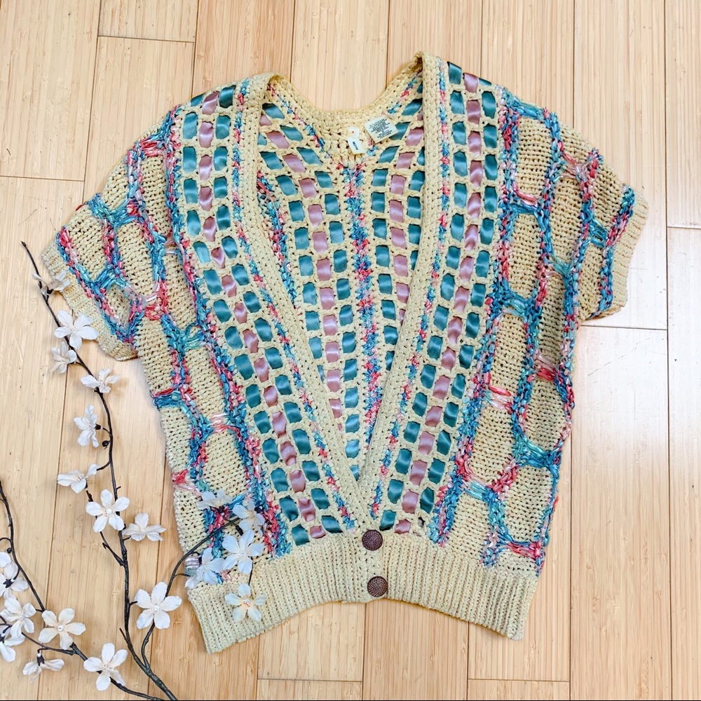 Anthropologie MOTH ribbon trimmed cardigan, S.
